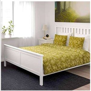 IKEA Olive Green Floral Duvet Cover Set